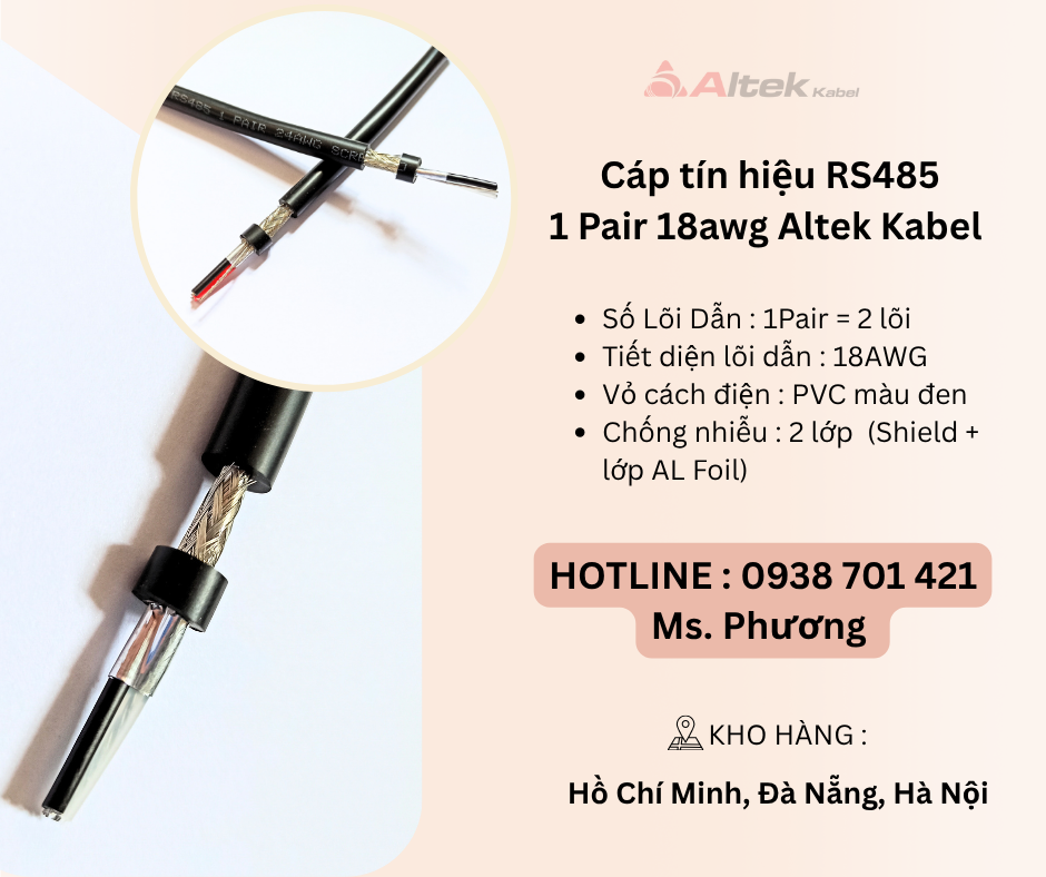 Cáp tín hiệu RS485 1 Pair 18awg Altek Kabel tại Đà Nẵng, Hà Nội, Hồ Chí Minh